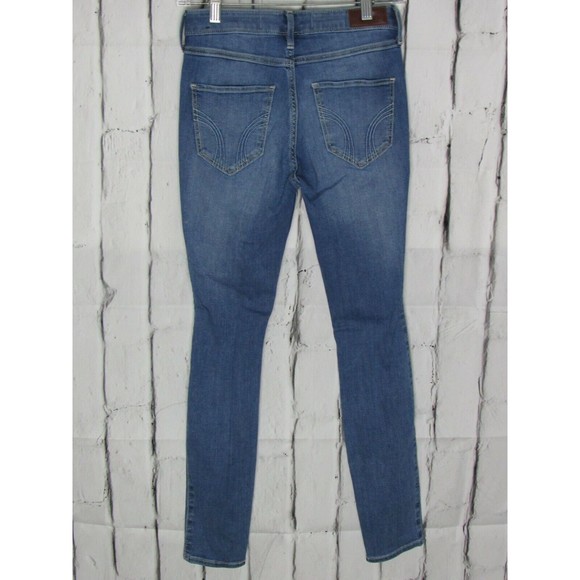 Hollister Women Jeans Size 0S Blue High Rise Super Skinny Distressed Denim - Picture 2 of 3